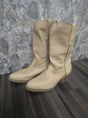 Neutral Blonde Tan Leather Western Cowboy Boots 10½